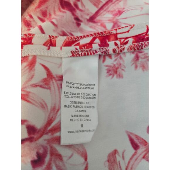 Mario Serrani Italy Red White Floral Sleeveless Women's Dress 6 - Picture 4 of 4